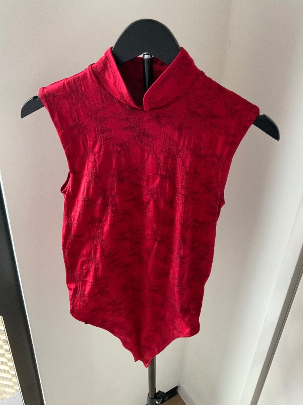 Wolford Red Satin Opaque Collection Bodysuit Size Large